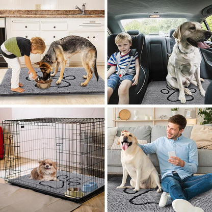 Dog Door Mat for Muddy Paws, Absorbent Dirt Trapper Non-Slip Washable Mat, Quick