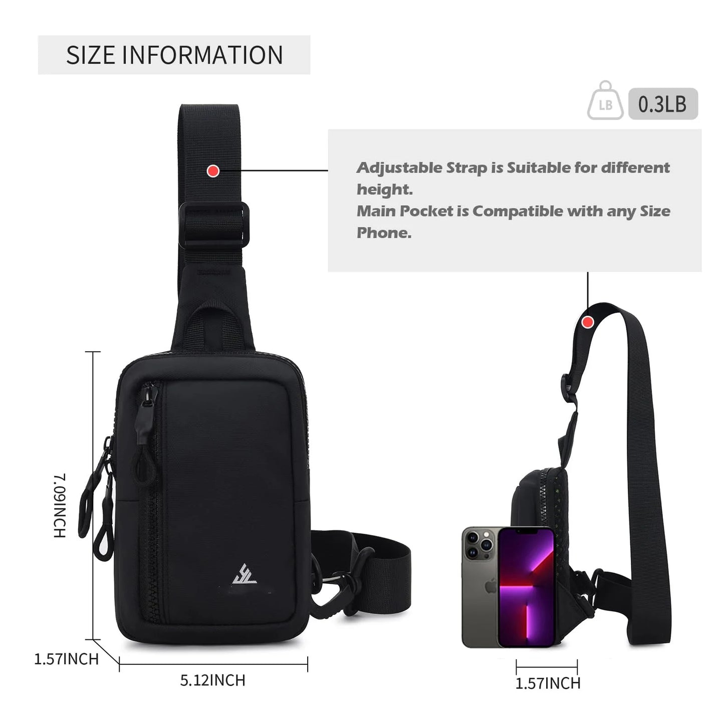 Small Crossbody Bag for Men Women Mini Sling Bag Travel Running Phone Daypack Cross Body Shoulder Bags with Keyholder