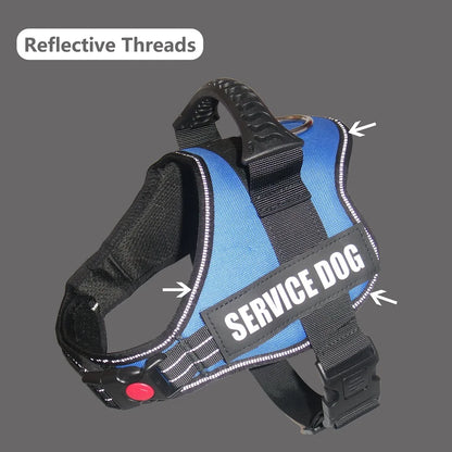 Reflective Nylon Pet Dog Harness All Weather Service Dog Vest Padded Adjustable Safety Vehicular Lead for Large Medium Small Dog