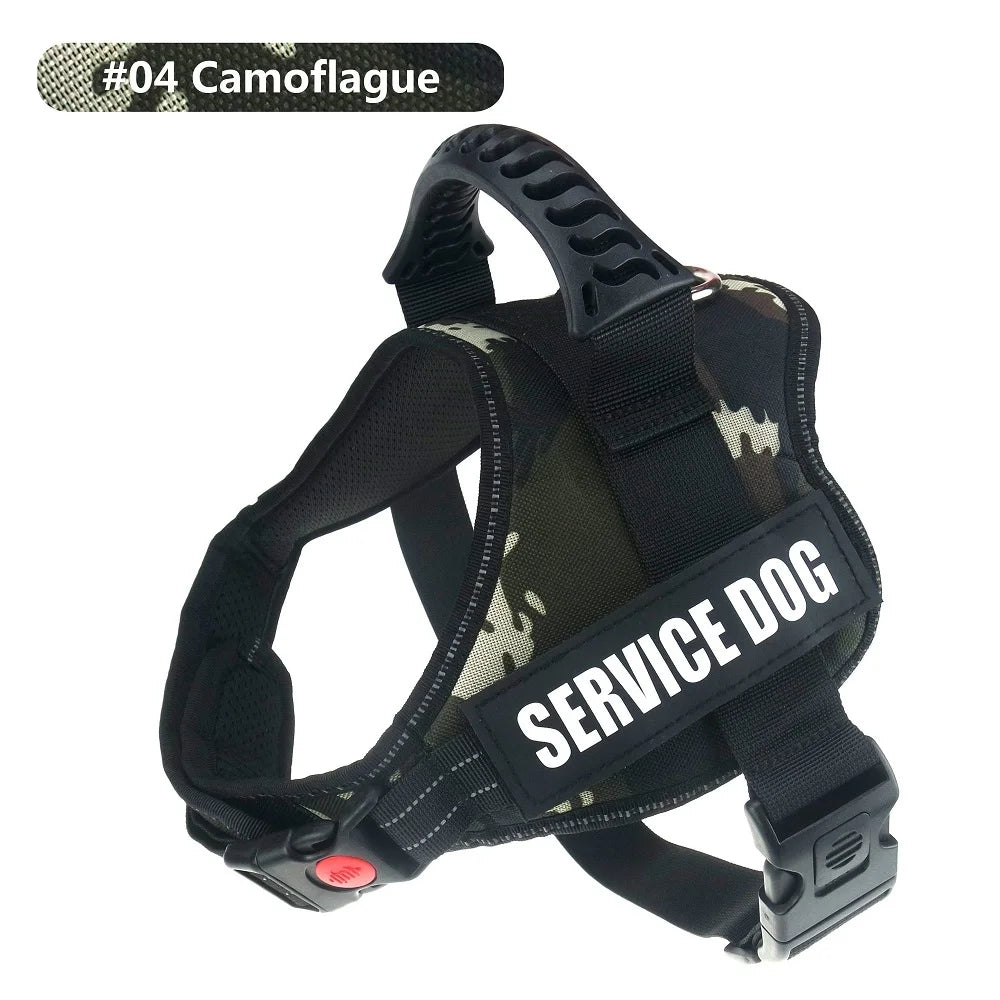 Reflective Nylon Pet Dog Harness All Weather Service Dog Vest Padded Adjustable Safety Vehicular Lead for Large Medium Small Dog