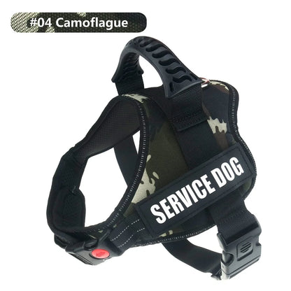 Reflective Nylon Pet Dog Harness All Weather Service Dog Vest Padded Adjustable Safety Vehicular Lead for Large Medium Small Dog