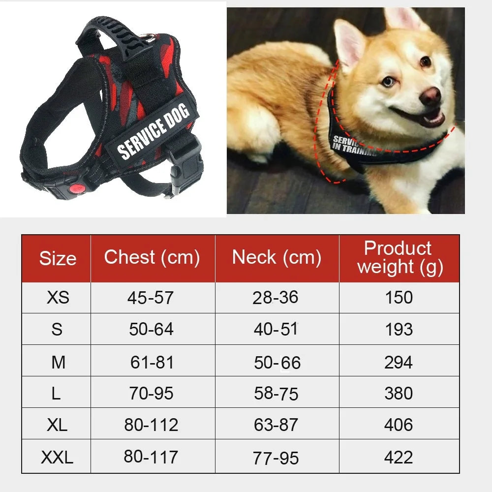 Reflective Nylon Pet Dog Harness All Weather Service Dog Vest Padded Adjustable Safety Vehicular Lead for Large Medium Small Dog