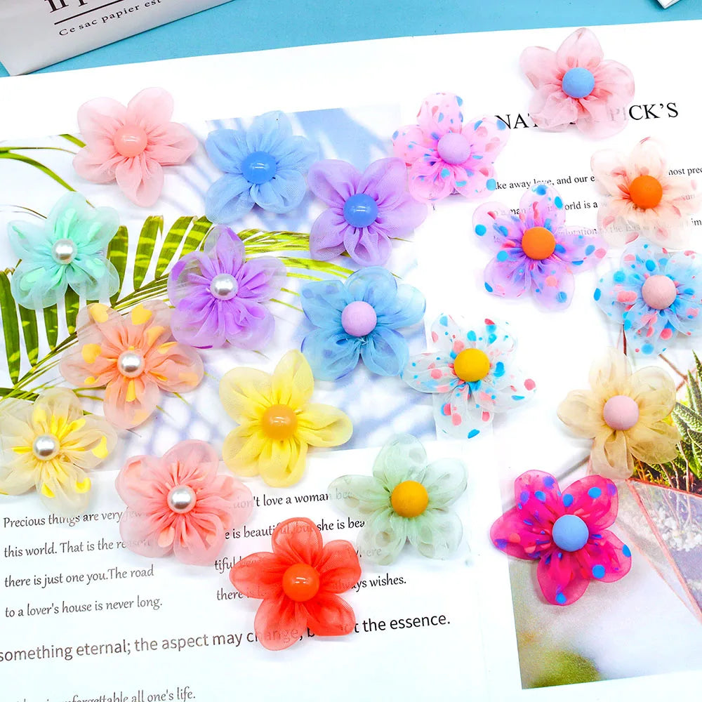 50PS Flower Collar Summer Lace Flower for Dogs Pets Bowties Dog Collar Accessoories Dog Pet Removable Bows Tie Pet Supplies