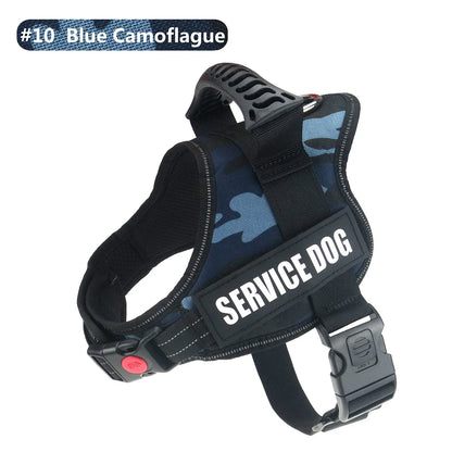 Reflective Nylon Pet Dog Harness All Weather Service Dog Vest Padded Adjustable Safety Vehicular Lead for Large Medium Small Dog