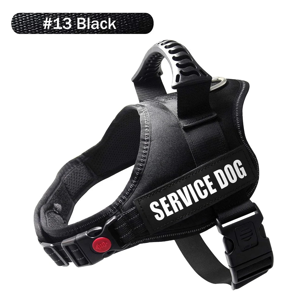 Reflective Nylon Pet Dog Harness All Weather Service Dog Vest Padded Adjustable Safety Vehicular Lead for Large Medium Small Dog
