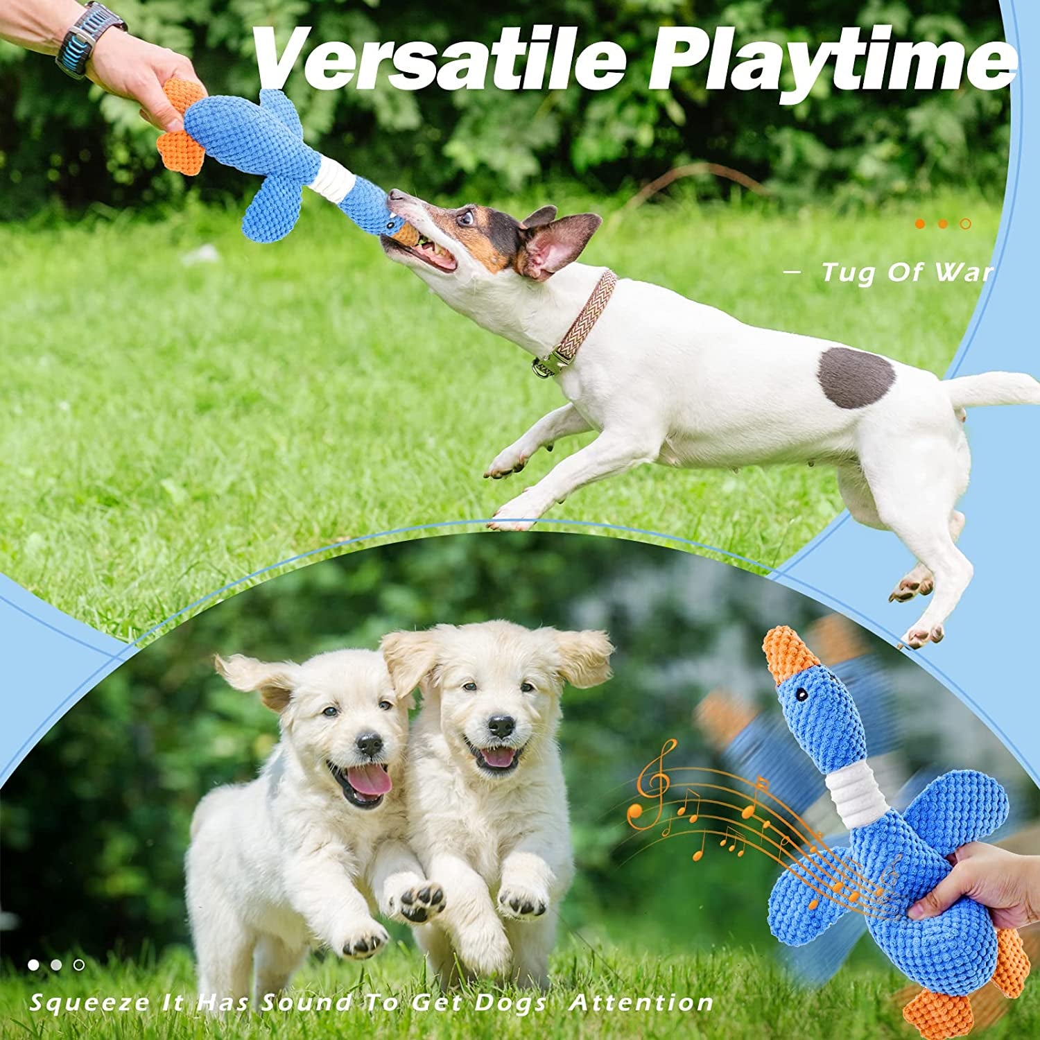 Vitscan 2 Pack Goose Tough Dog Toys for Aggressive Chewers, Durable Squeaky Dog