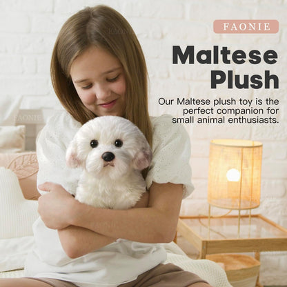 Maltese Stuffed Animal, Realistic Dog Plush, Lifelike Stuffed Animal,Compani