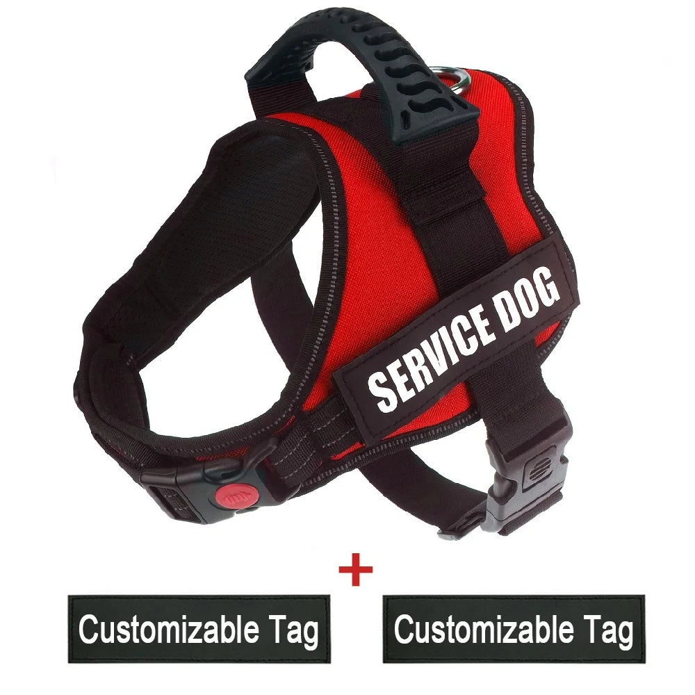 Reflective Nylon Pet Dog Harness All Weather Service Dog Vest Padded Adjustable Safety Vehicular Lead for Large Medium Small Dog