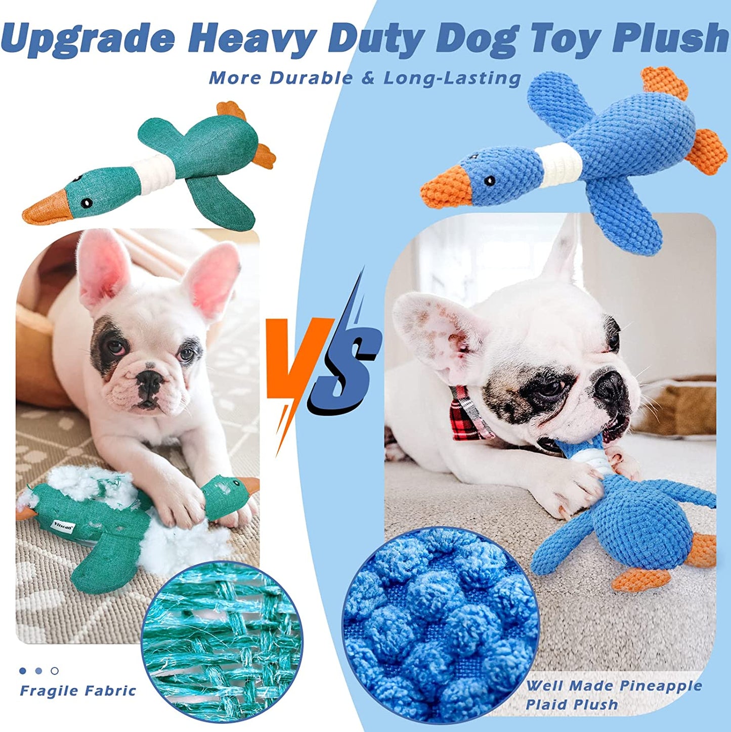 Vitscan 2 Pack Goose Tough Dog Toys for Aggressive Chewers, Durable Squeaky Dog