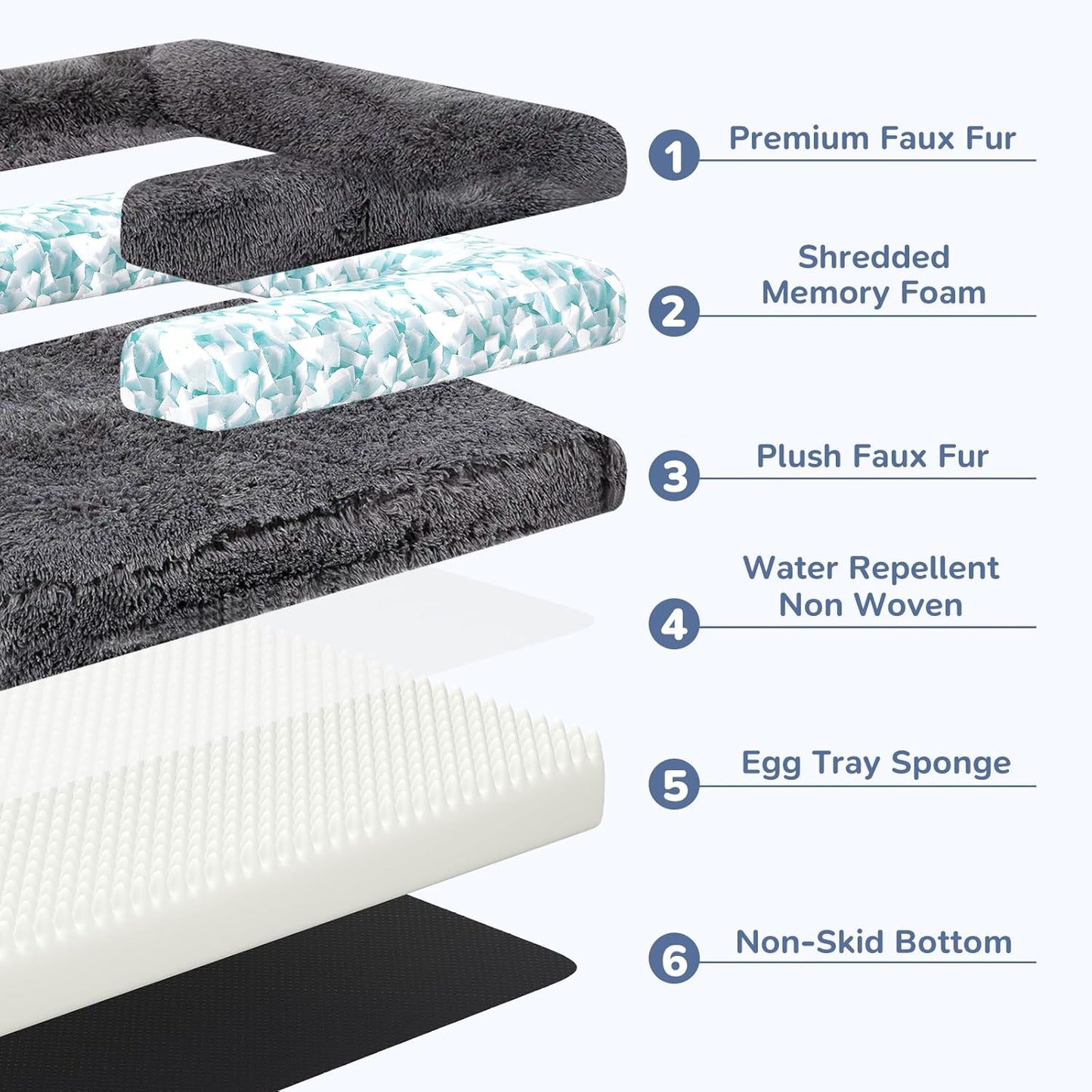 Extra Large 72" Foldable Orthopedic Dog Bed with Faux Fur & Memory Foam