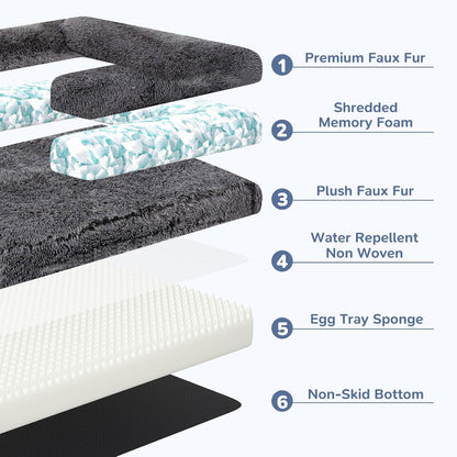 Extra Large 72" Foldable Orthopedic Dog Bed with Faux Fur & Memory Foam