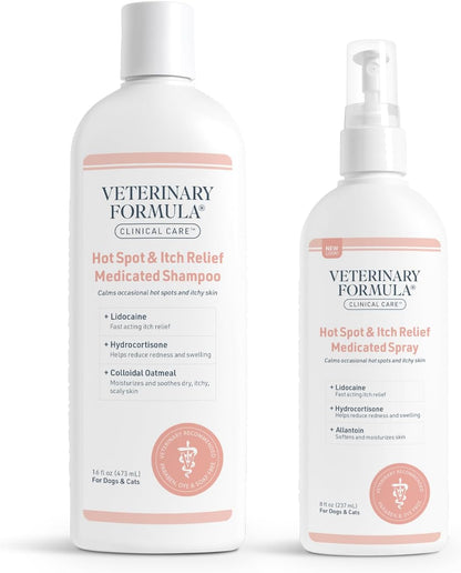 Clinical Care Hot Spot & Itch Relief Medicated Shampoo and Spray for Dogs and Ca