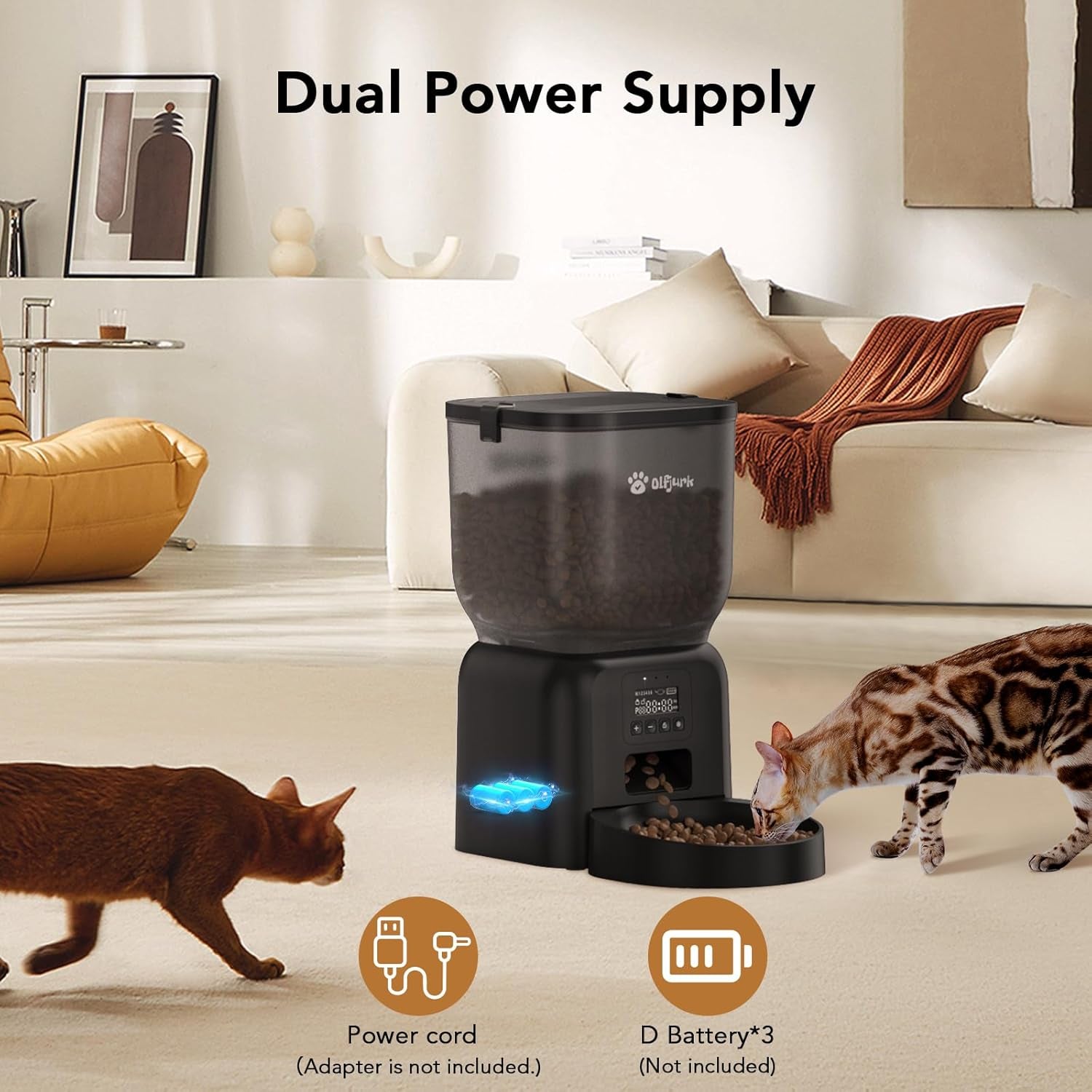 Automatic Dog & Cat Feeder with Freshness Preservation, 4L Timed Cat Feeder With